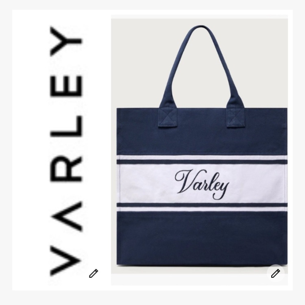 NWT Varley Navy & White Tote Bag